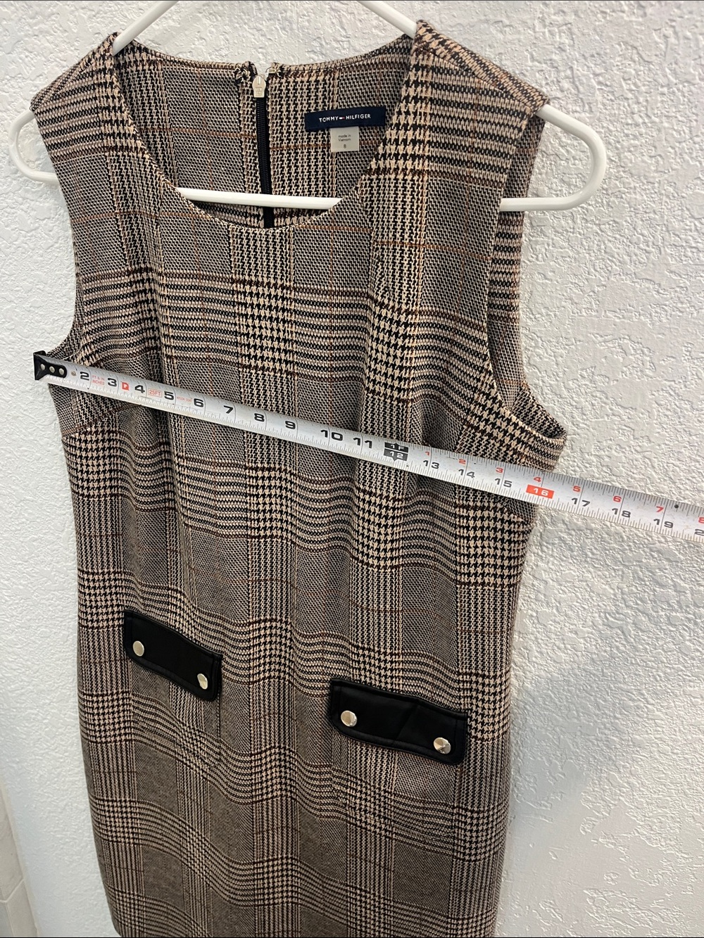 Tommy Hilfiger Plaid Sleeveless Mini Dress in Brown and Black - Picture 7 of 8